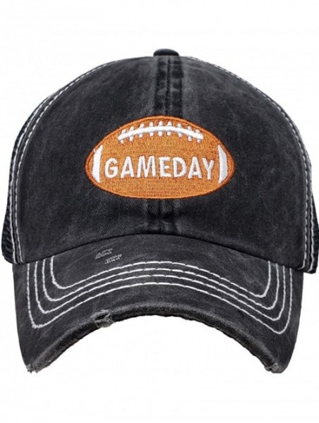 Baseball Caps Dad Hat Unisex Mesh Trucker Distressed Vintage Patch Baseball Cap - Game Day W/ Football - Black - C519756W86O ...