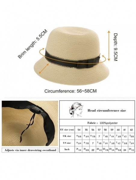 Sun Hats Womens UPF 50 Summer Straw Beach Sun Hat Wide Brim Fashion Fedora Packable & Adjustable - 00747beige - CR199I0M4Q6 $...