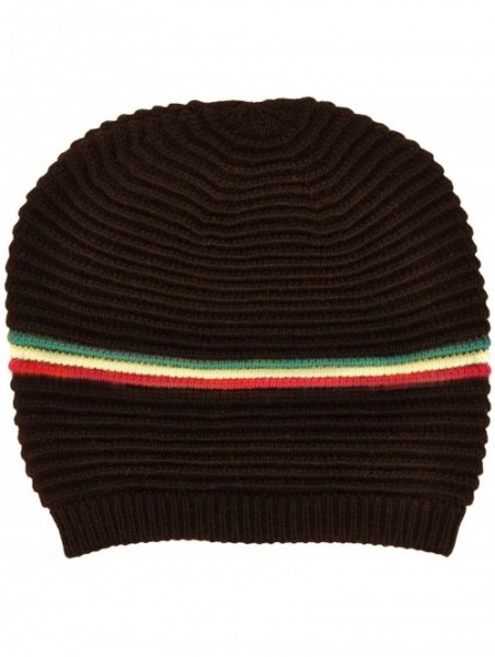 Skullies & Beanies Winter Slouchy Knit Beanie Hat for Women or Men - Color Stripe_brown - CT110QVQF1N $12.05