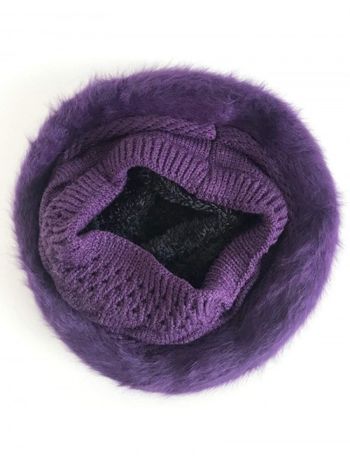 Berets Women Winter French Beret Hat Wool Knit Berets Beanie Classic Warm Casual Hat - Purple - C518Z4QSHAS $15.92