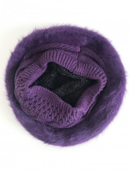 Berets Women Winter French Beret Hat Wool Knit Berets Beanie Classic Warm Casual Hat - Purple - C518Z4QSHAS $15.92