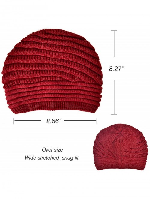 Skullies & Beanies Womens Knit Beanie Hats Winter Thick Warm Lined Skully Ski Cap - Red - CD18HXMGM29 $14.52