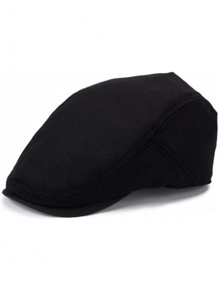 Newsboy Caps Classic Mens Womens Thin Plaid Ivy Herringbone Stylist Cap Hat Flat Cabbie Newsboy - Black - CL18S4KC368 $15.16