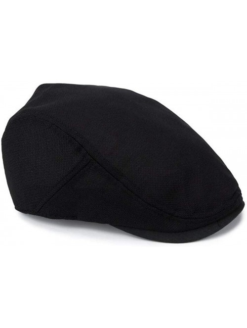 Newsboy Caps Classic Mens Womens Thin Plaid Ivy Herringbone Stylist Cap Hat Flat Cabbie Newsboy - Black - CL18S4KC368 $15.16