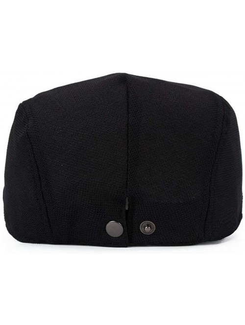 Newsboy Caps Classic Mens Womens Thin Plaid Ivy Herringbone Stylist Cap Hat Flat Cabbie Newsboy - Black - CL18S4KC368 $15.16