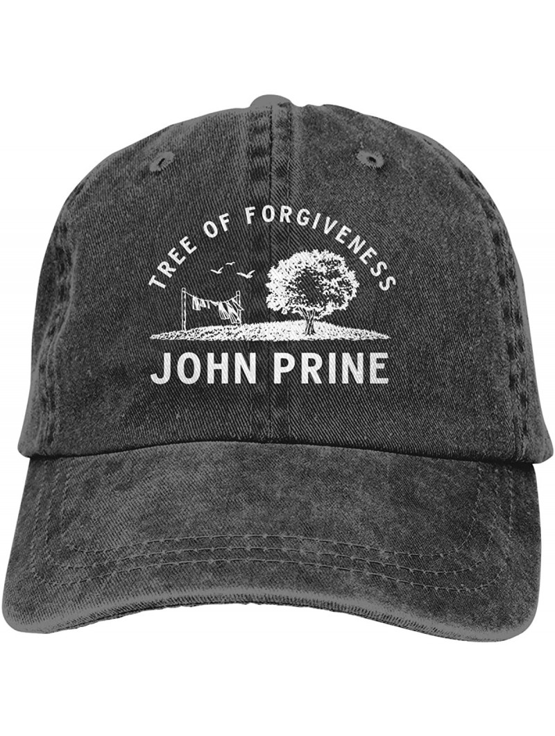 Baseball Caps John Prine Denim Cap Baseball Cap Vintage Washed Distressed Cotton Adjustable Hat for Men and Women Black - Bla...