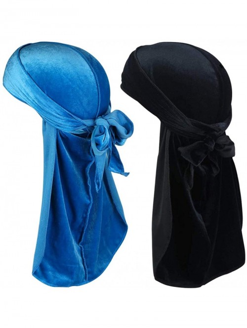 Skullies & Beanies Velvet Durags for Men Waves 2/4 Pair Extra Long-Tail Du-rag Multiple Colors Du Rags for Waves - CH18RT9EYW...