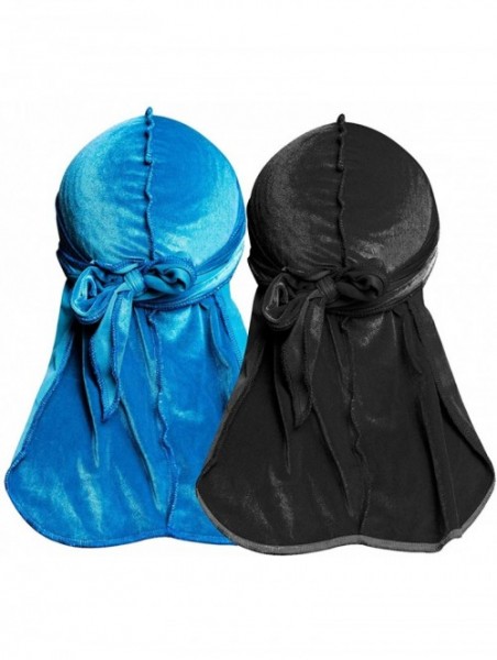 Skullies & Beanies Velvet Durags for Men Waves 2/4 Pair Extra Long-Tail Du-rag Multiple Colors Du Rags for Waves - CH18RT9EYW...