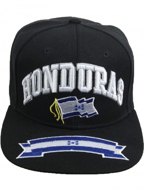 Baseball Caps Honduras Flag Baseball Cap Snapback Flat Bill Sun Hat Adjustable Hip Hop Hiking - Black - CU18XT36HIW $20.13