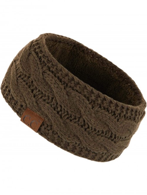 Cold Weather Headbands Winter Fuzzy Fleece Lined Thick Knitted Headband Headwrap Earwarmer(HW-20)(HW-33) - New Olive - CZ18I4...