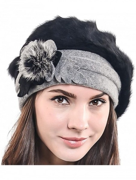 Berets Lady French Beret Wool Beret Chic Beanie Winter Hat Jf-br022 - Br022-black Angora - CO128KOIOTN $23.22