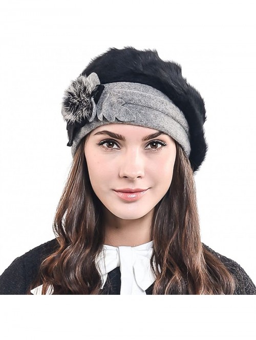 Berets Lady French Beret Wool Beret Chic Beanie Winter Hat Jf-br022 - Br022-black Angora - CO128KOIOTN $23.22