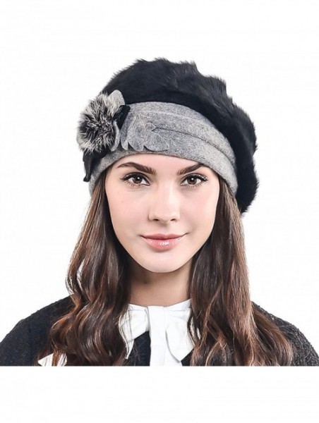 Berets Lady French Beret Wool Beret Chic Beanie Winter Hat Jf-br022 - Br022-black Angora - CO128KOIOTN $23.22