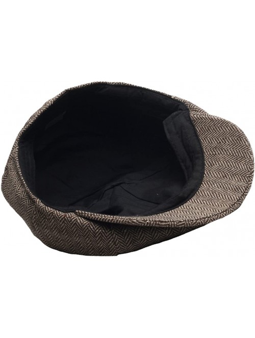 Baseball Caps N91 Driving 8 Panel Herringbone Tweed Pattern Wool Newsboy Cap Gatsby Beret Hat - Brown - CV129DHM5CX $35.27