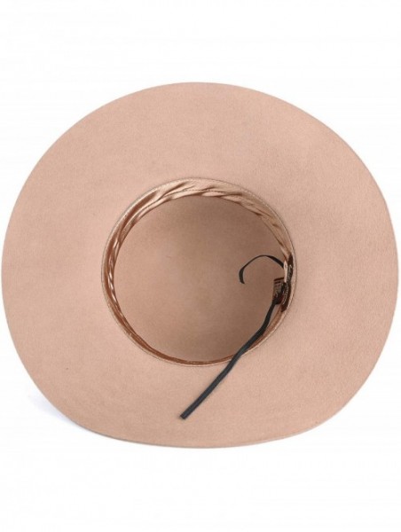 Fedoras Wide Brimmed 100% Wool Felt Floppy Hat Vintage Women Warm Trilby Hats - Camel - CX18YOQD5S7 $45.98