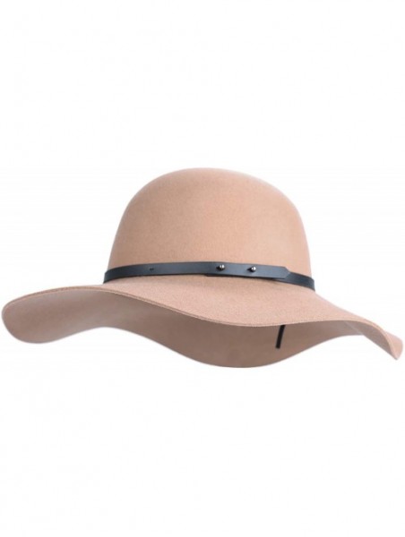 Fedoras Wide Brimmed 100% Wool Felt Floppy Hat Vintage Women Warm Trilby Hats - Camel - CX18YOQD5S7 $45.98