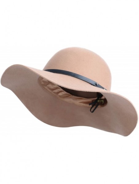 Fedoras Wide Brimmed 100% Wool Felt Floppy Hat Vintage Women Warm Trilby Hats - Camel - CX18YOQD5S7 $45.98