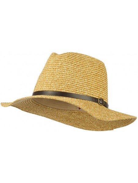 Fedoras Mixed Paper Panama Fedora - Brown - CO11WYQ90JH $21.30