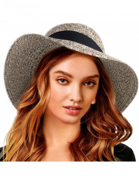 Sun Hats Women Wide Brim Viosr Sun Hat Summer Beach Cap UPF50 UV Packable Straw Hat for Travel - Mixed Khaki 02 - C219629I2U0...