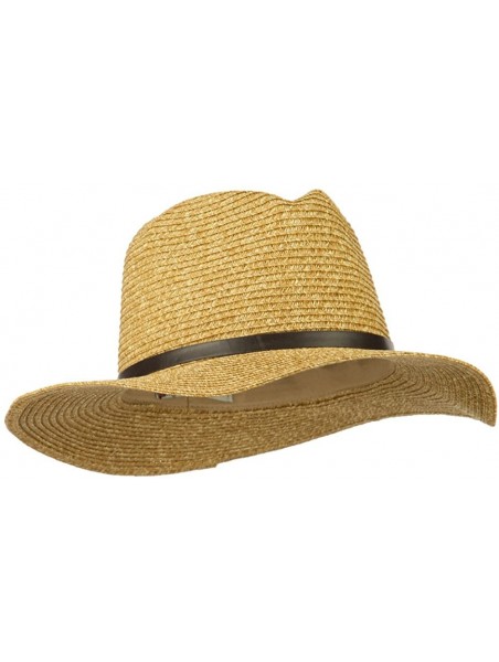 Fedoras Mixed Paper Panama Fedora - Brown - CO11WYQ90JH $21.30