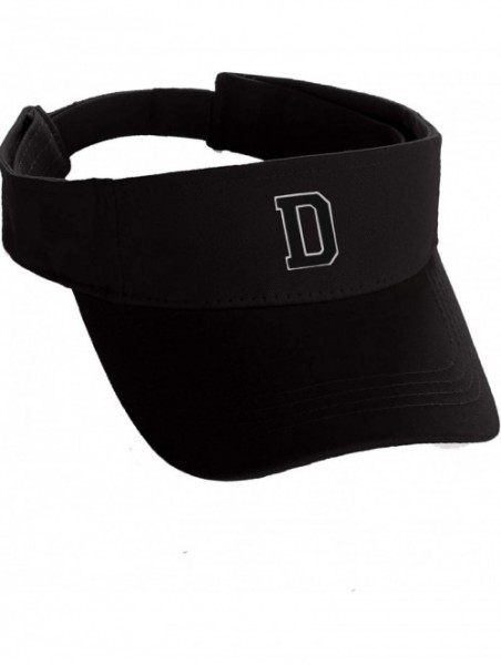 Visors Custom Sport Sun Visor Hat A to Z Initial Team Letters- Black Visor White Black - Letter D - CX18GS2EGHK $17.41