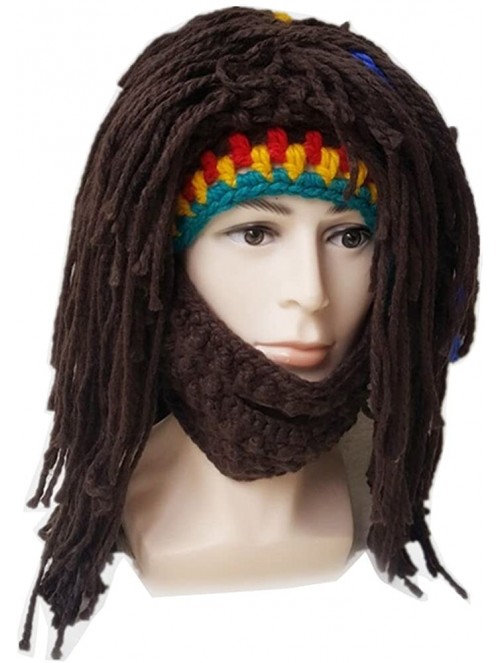 Skullies & Beanies Wig Beard Hats Handmade Knit Warm Winter Caps Ski Funny Mask Beanie for Men Women - Wig-yellow New - CL186...