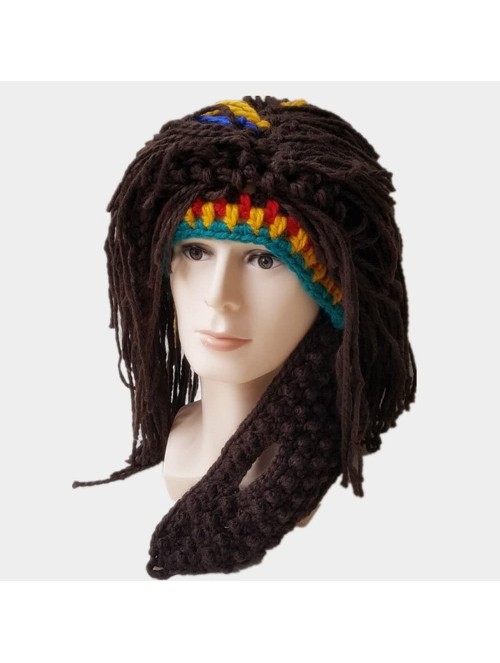 Skullies & Beanies Wig Beard Hats Handmade Knit Warm Winter Caps Ski Funny Mask Beanie for Men Women - Wig-yellow New - CL186...