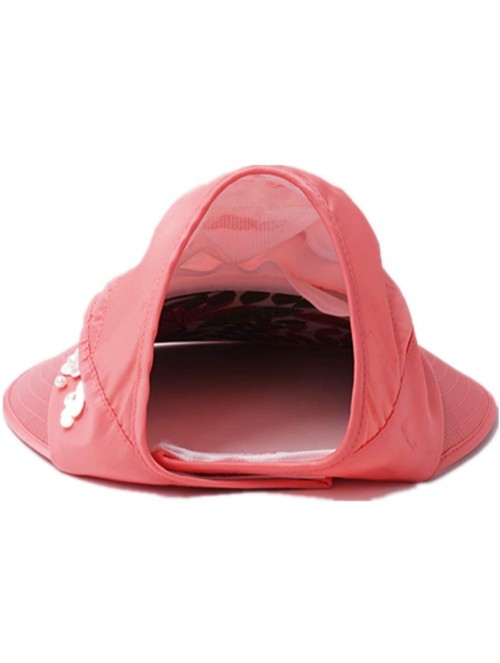 Visors Women Foldable Wide Brim Sun Hats UV Protection Visor Hat Quick Dry Cap - Pink - CE18RTCOKRK $14.87