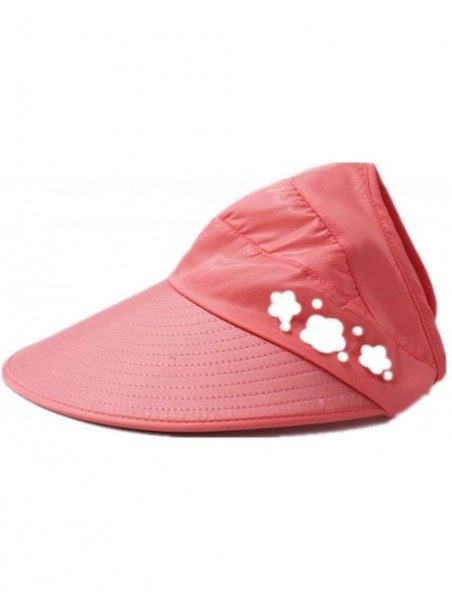 Visors Women Foldable Wide Brim Sun Hats UV Protection Visor Hat Quick Dry Cap - Pink - CE18RTCOKRK $14.87