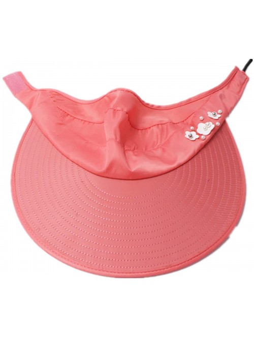 Visors Women Foldable Wide Brim Sun Hats UV Protection Visor Hat Quick Dry Cap - Pink - CE18RTCOKRK $14.87