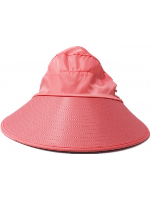 Visors Women Foldable Wide Brim Sun Hats UV Protection Visor Hat Quick Dry Cap - Pink - CE18RTCOKRK $14.87