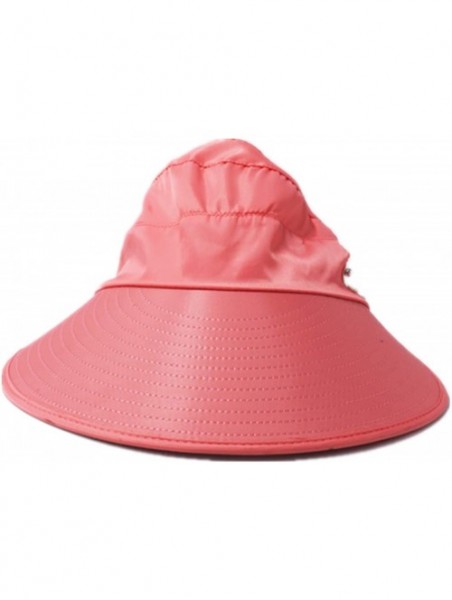 Visors Women Foldable Wide Brim Sun Hats UV Protection Visor Hat Quick Dry Cap - Pink - CE18RTCOKRK $14.87