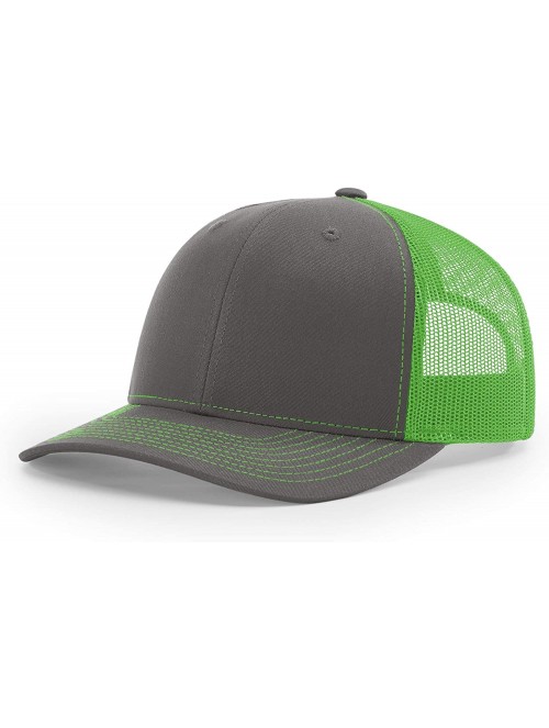 Baseball Caps Richardson Unisex 112 Trucker Adjustable Snapback Baseball Cap- Split Charcoal/Neon Green- One Size Fits Most -...