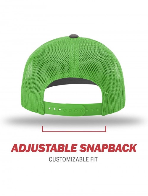 Baseball Caps Richardson Unisex 112 Trucker Adjustable Snapback Baseball Cap- Split Charcoal/Neon Green- One Size Fits Most -...