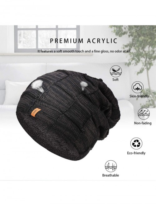 Skullies & Beanies Beanie Hat Winter Warm Knit Hats Cold Weather Skull Cap for Men Women - Skull Black - C7192ZZR4W2 $19.15