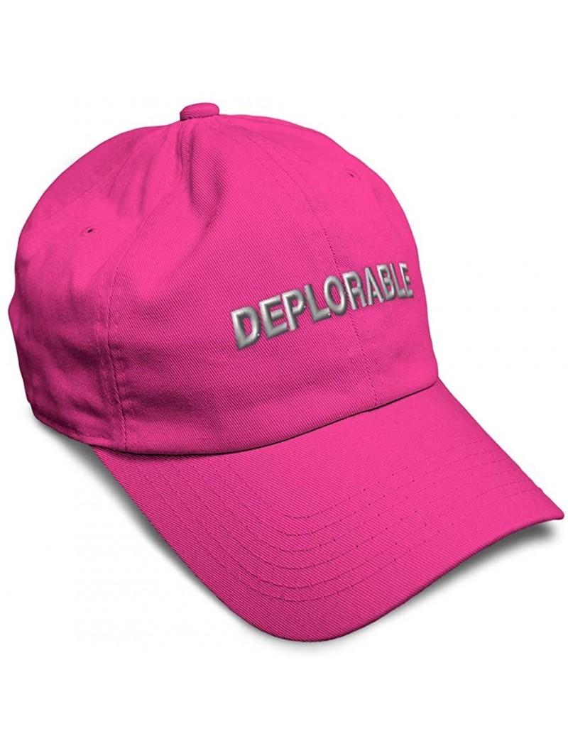 Baseball Caps Custom Soft Baseball Cap Destruction Word Deplorable A Embroidery Twill Cotton - Hot Pink - CP195Q449WL $15.91