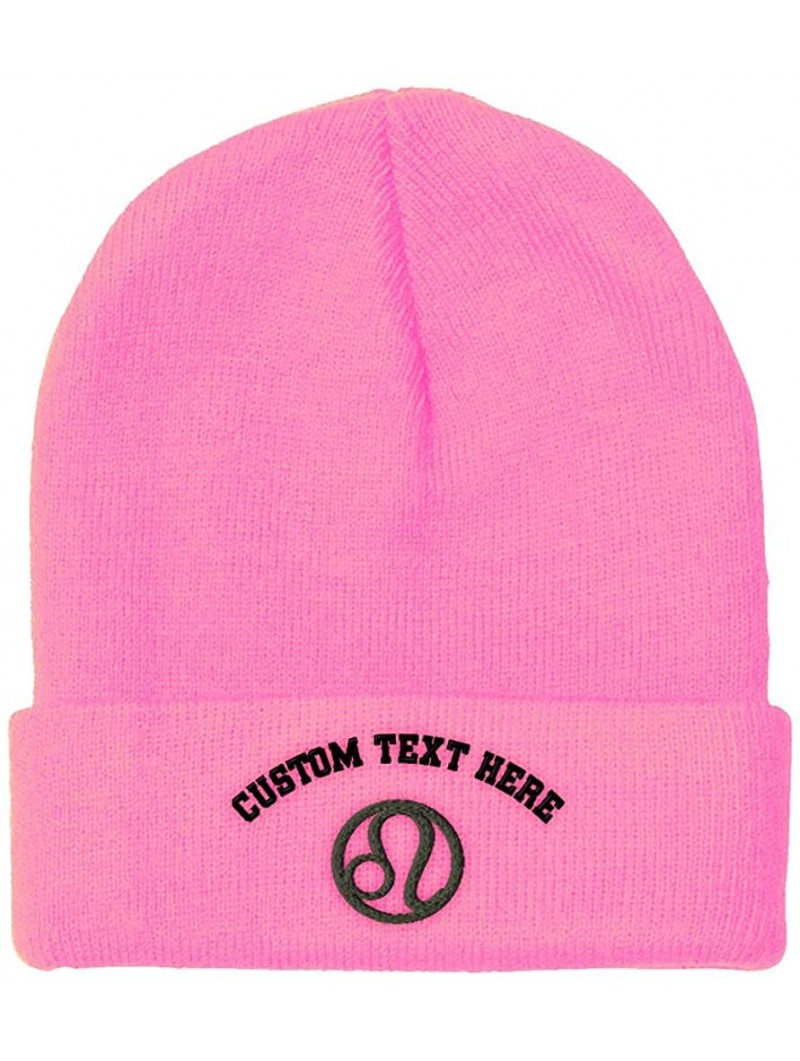 Skullies & Beanies Custom Beanie for Men & Women Leo Embroidery Acrylic Skull Cap Hat - Soft Pink - C018ZS3R6G2 $16.10