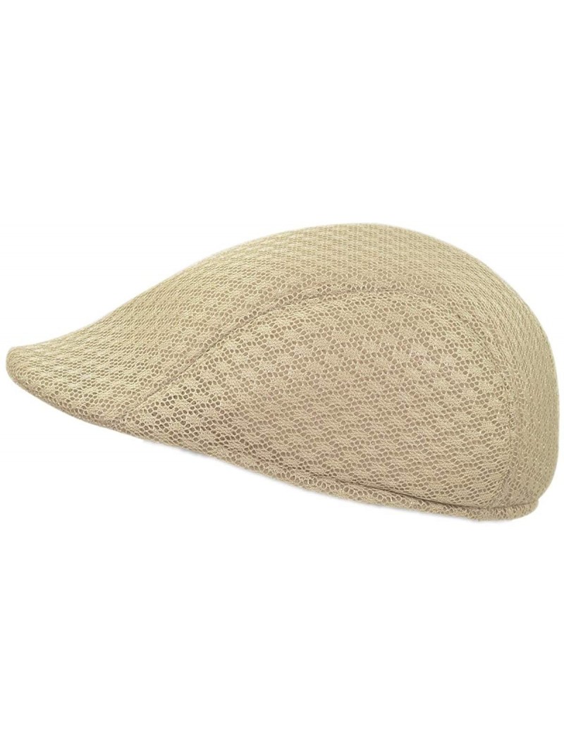 Newsboy Caps Premium Summer Mesh Golf Ivy Driver Cabby Newsboy Cap Hat - Beige - CQ1216NJD9Z $9.34