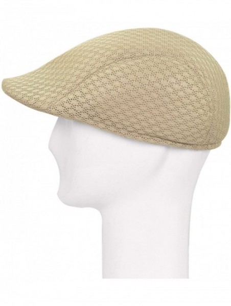 Newsboy Caps Premium Summer Mesh Golf Ivy Driver Cabby Newsboy Cap Hat - Beige - CQ1216NJD9Z $9.34