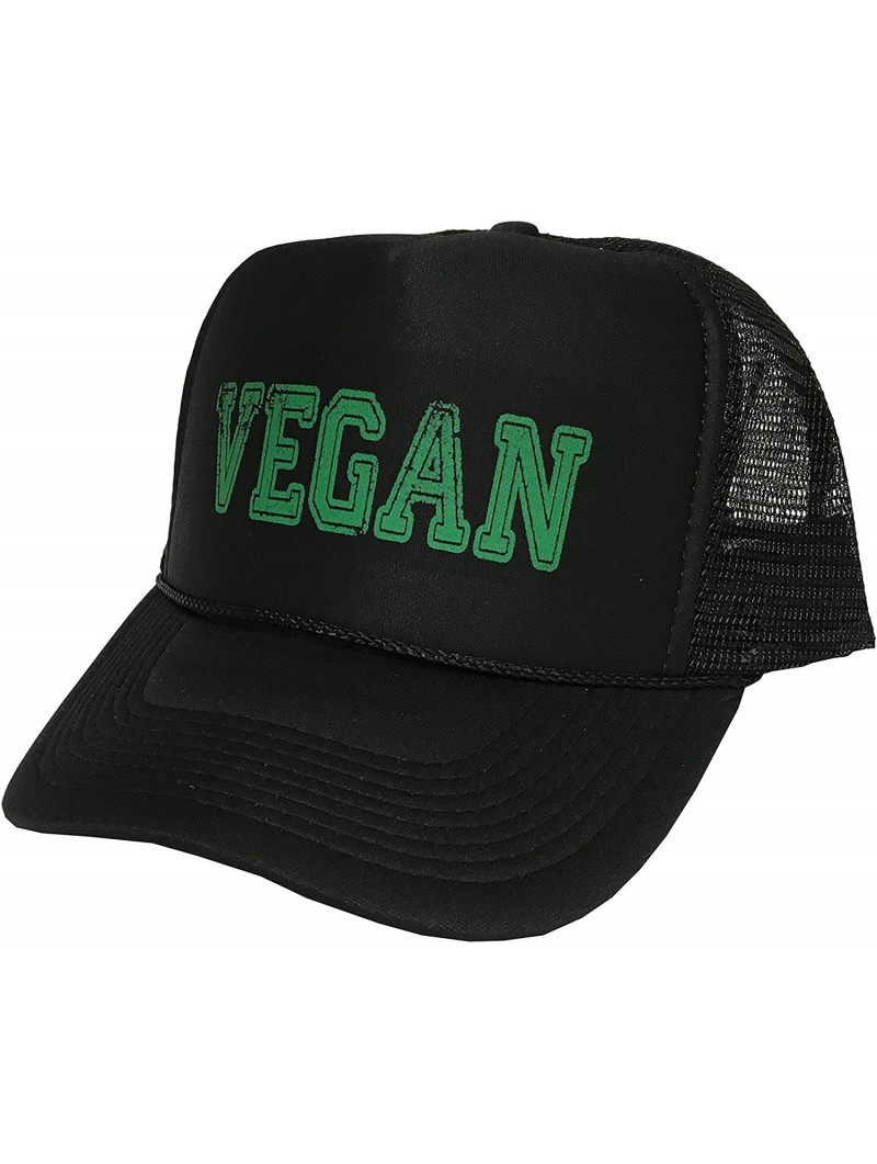 Baseball Caps Vegan Adjustable Unisex Hat Cap - Black (Green Text) - CP12NAJA9VZ $13.12