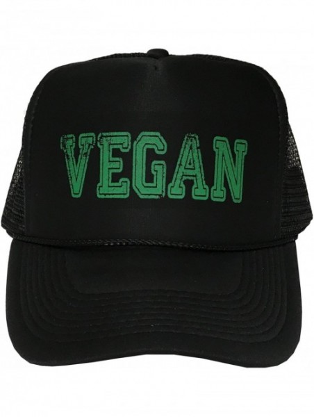 Baseball Caps Vegan Adjustable Unisex Hat Cap - Black (Green Text) - CP12NAJA9VZ $13.12