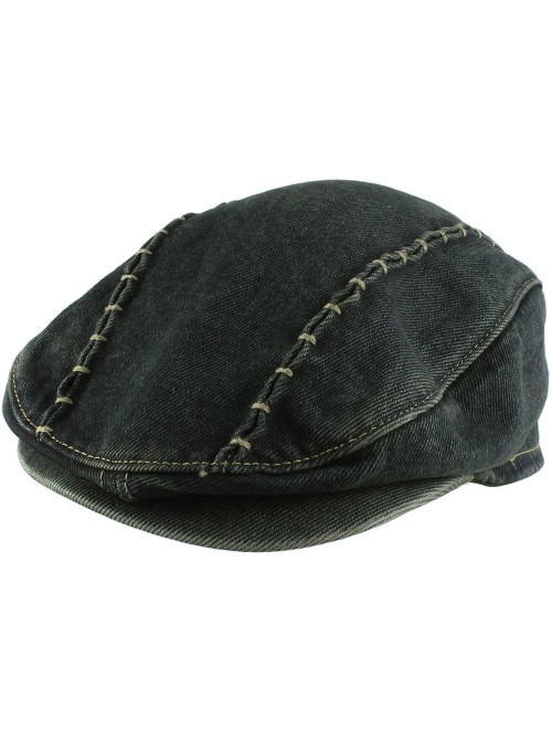 Newsboy Caps Denim Newsboy Flat Cap Gatsby Ivy Irish Cabbie Driver Hunting Hat - Jean - CZ11LLY6PFF $16.58