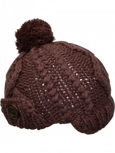 Newsboy Caps Stretchy Knit Newsboy Cap with Pom Pom - Brown - CC117B57YVH $15.63