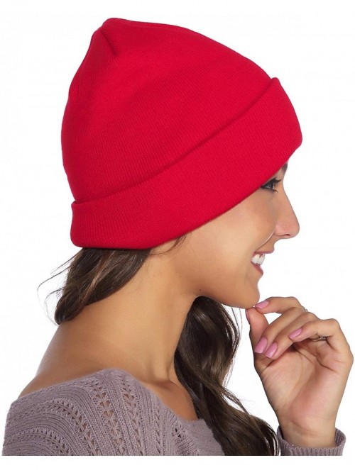 Skullies & Beanies Classic Beanie for Women Men Unisex Cuffed Plain Warm Winter Ski Hat Skull Soft Stretch Daily Knit Cap - R...