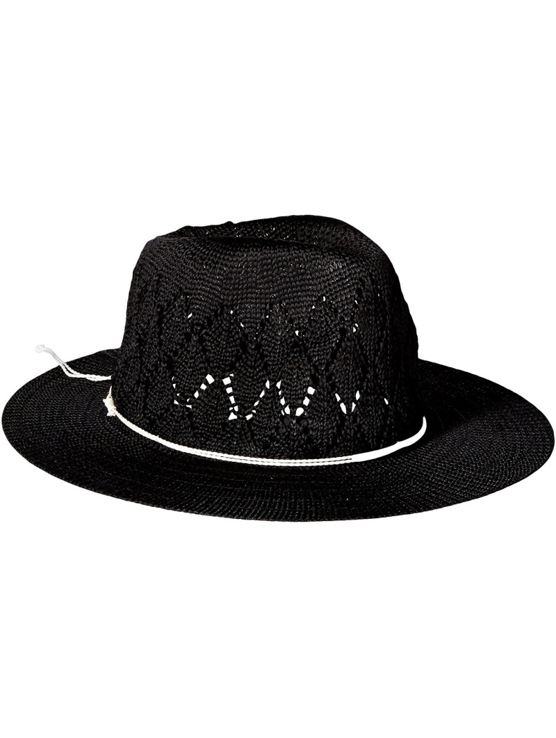 Sun Hats Women's Frankie Knit Fedora Sun Hat w/Silver Charm- Rated UPF 50+ for Max Sun Protection - Black - CJ12MAM0O21 $49.02