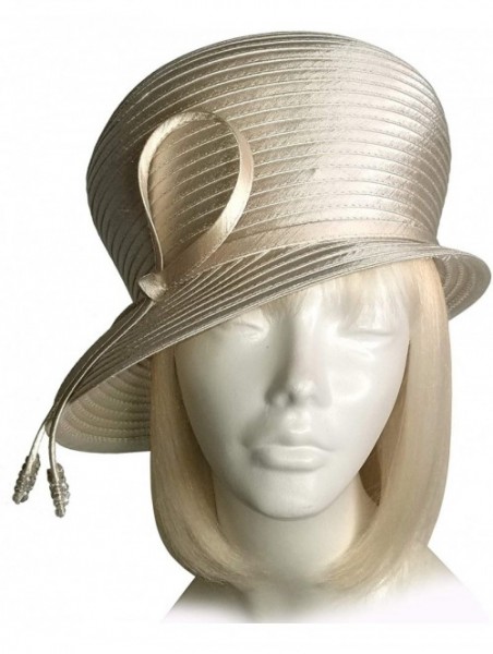 Bucket Hats Bubble Cloche Hat with Rhinestone Knot Bow - Q32 - Alabaster Beige - CB11IZKDP5L $71.54