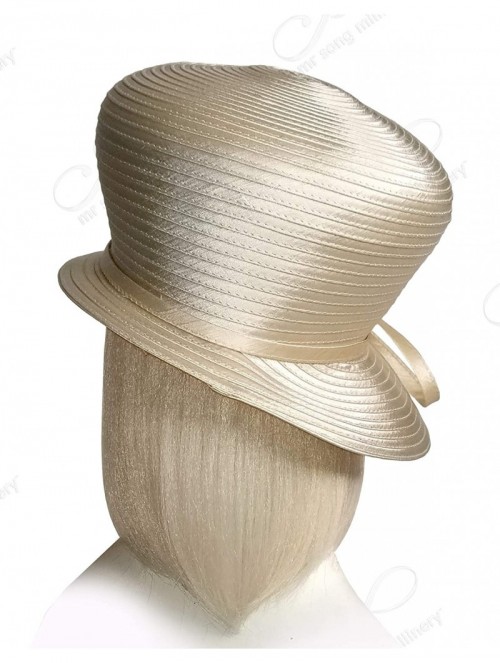 Bucket Hats Bubble Cloche Hat with Rhinestone Knot Bow - Q32 - Alabaster Beige - CB11IZKDP5L $71.54