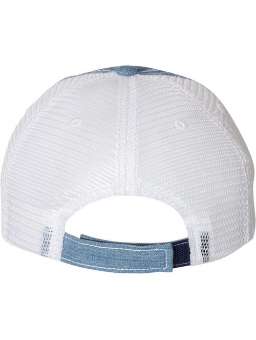 Baseball Caps Adult Mama Tried Embroidered Distressed Trucker Cap - Blue Denim/ White - CG180RQRHDL $37.61