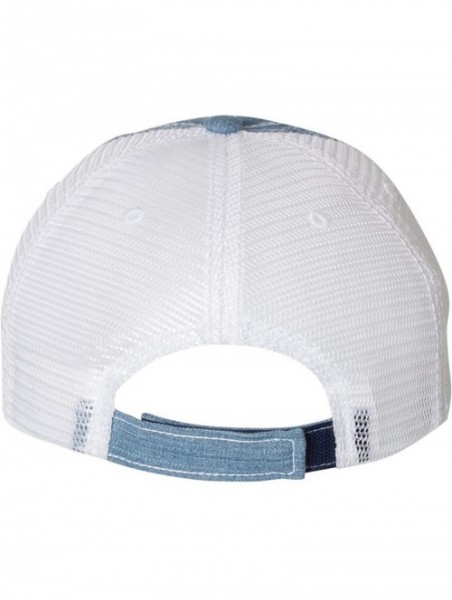 Baseball Caps Adult Mama Tried Embroidered Distressed Trucker Cap - Blue Denim/ White - CG180RQRHDL $37.61