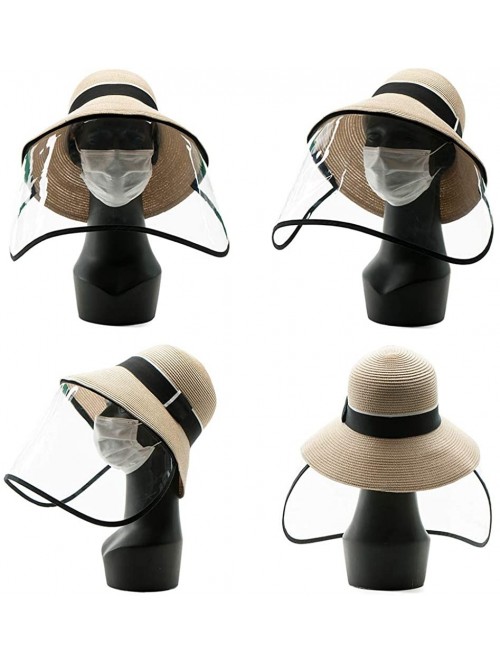 Fedoras Packable Womens Straw Cloche Derby Fedora Summer Wide Brim Sun Hat Floppy Beach 55-60cm - 00759beige - CG199I0M0M0 $3...